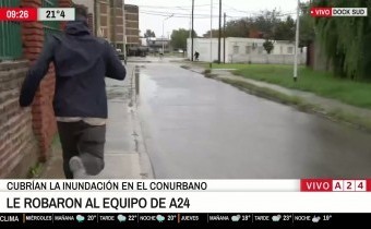 Dock Sud: asaltaron a un equipo de televisión mientras cubría el temporal en vivo