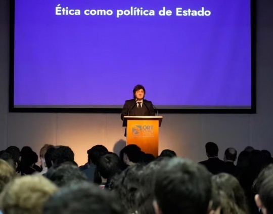 Milei en la escuela ORT: “No vamos a negociar nuestros valores éticos y morales”